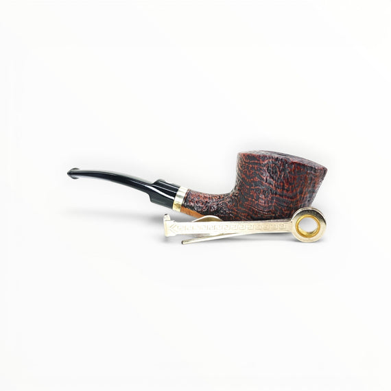 Pipa Floppypipe Il Ceppo Bent Dublin in radica sabbiata marrone con elegante ghiera in argento sterling.