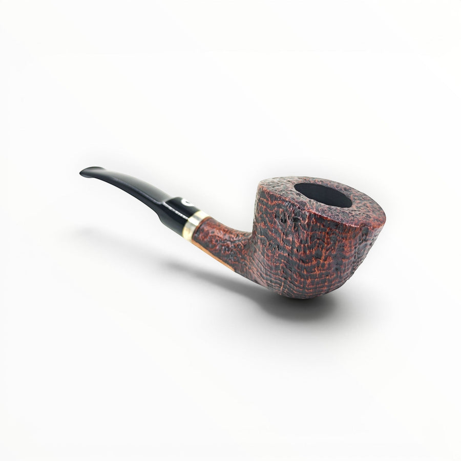 Pipa Floppypipe Il Ceppo Bent Dublin in radica sabbiata marrone con elegante ghiera in argento sterling.