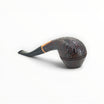 Pipa Il Ceppo Bent Rhodesian in radica sabbiata scura con bocchino nero, fatta a mano da Floppypipe.