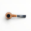 Pipa Il Ceppo Bent Rhodesian sabbiata marrone con ghiera bianca in metacrilato e bocchino nero, venduta da Floppypipe.