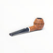Pipa Il Ceppo Bent Rhodesian sabbiata marrone con ghiera in metacrilato bianco e bocchino nero, venduta da Floppypipe.