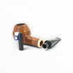 Pipa Il Ceppo Bent Rhodesian sabbiata marrone con ghiera bianca, filtro 9mm e bocchino in metacrilato da Floppypipe