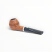 Pipa Il Ceppo Bent Rhodesian in radica sabbiata marrone con ghiera bianca e bocchino nero, venduta da Floppypipe.