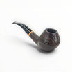 Pipa Il Ceppo Bent Rhodesian sabbiata scura con bocchino in metacrilato nero, disponibile su Floppypipe.