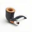 Pipa Floppypipe Il Ceppo Bent Tulipano sabbiata scura con ghiera in argento lavorato e bocchino in metacrilato nero