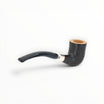 Pipa Il Ceppo Bent Tulipano Floppypipe in radica sabbiata scura con ghiera in argento lavorato e bocchino nero.