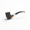 Pipa Il Ceppo Bent Tulipano sabbiata scura con ghiera in argento lavorato e bocchino nero, venduta da Floppypipe.