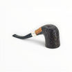 Pipa Il Ceppo Bent Tulipano sabbiata scura con ghiera in argento lavorato e bocchino in metacrilato nero Floppypipe