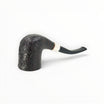 Pipa Floppypipe Il Ceppo Bent Tulipano sabbiata scura con ghiera in argento lavorato e bocchino in metacrilato nero.