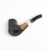 Pipa Floppypipe Il Ceppo Bent Tulipano sabbiata scura con ghiera in argento e bocchino curvo in metacrilato nero