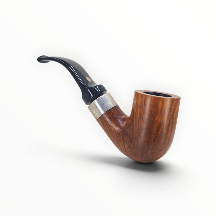 Pipa Floppypipe Mastro de Paja Bent Billiard del 1978 in radica liscia con ghiera in argento 925 e bocchino nero