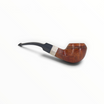 Pipa Floppypipe Peterson usata in radica liscia con ghiera in argento e bocchino nero curvo su base bianca