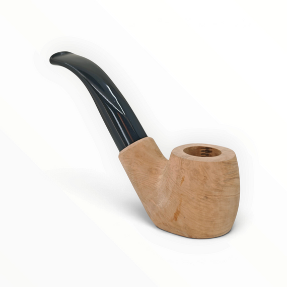 Pipa Floppypipe Primitive grezza in radica naturale liscia con bocchino nero, design artigianale Made in Italy