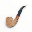 Pipa Floppypipe Primitive curva sabbiata in radica naturale con intarsio in legno e bocchino in metacrilato nero