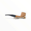 Pipa Floppypipe Primitive semi curva sabbiata in radica naturale con bocchino nero e pigino in metallo incluso