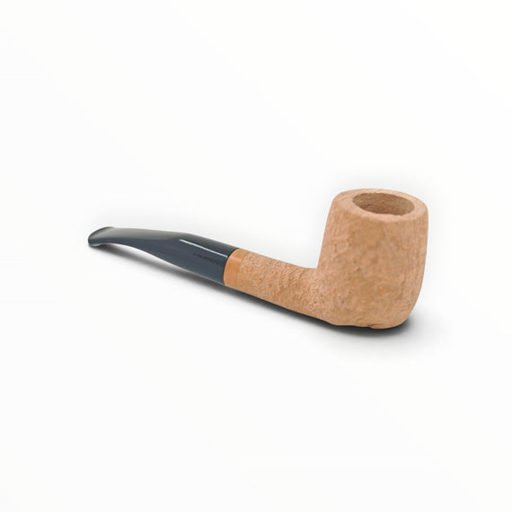 Pipa Floppypipe Primitive semi curva sabbiata in radica naturale con bocchino in metacrilato nero e filtro 9mm