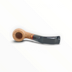 Pipa Floppypipe Primitive curva in radica grezza sabbiata con elegante intarsio in legno e bocchino in metacrilato nero