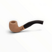 Pipa Floppypipe Primitive curva in radica naturale grezza con bocchino in metacrilato nero e foratura da 9 mm