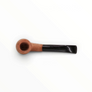 Pipa Floppypipe Primitive curva in radica naturale liscia con bocchino in metacrilato nero e foratura da 9 mm
