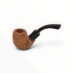 Pipa Floppypipe Primitive curva in radica naturale grezza con bocchino in metacrilato nero e foratura da 9 mm