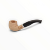 Pipa Floppypipe Primitive curva in radica naturale liscia con bocchino in metacrilato nero e foratura da 9 mm