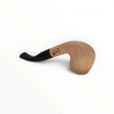Pipa Floppypipe Primitive curva in radica naturale grezza con bocchino in metacrilato nero e marchio impresso
