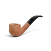 Pipa Floppypipe Floppy Primitive curva in radica naturale liscia con bocchino in metacrilato nero su base bianca