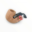 Pipa Floppypipe Primitive curva in radica naturale sabbiata con elegante intarsio in legno colorato e bocchino nero