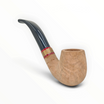 Pipa Floppypipe Primitive curva in radica naturale sabbiata con elegante intarsio in legno e bocchino in metacrilato