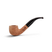 Pipa Floppypipe Primitive curva in radica naturale liscia con bocchino in metacrilato nero e foratura da 9 mm