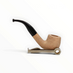 Pipa Floppypipe Primitive curva in radica naturale liscia con bocchino in metacrilato nero e riduttore da 9 mm