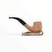 Pipa Floppypipe Primitive curva in radica naturale liscia con bocchino in metacrilato nero e filtro da 9 mm