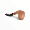 Pipa Floppypipe Primitive curva in radica naturale liscia con bocchino in metacrilato nero e foratura da 9 mm