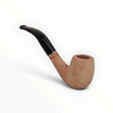 Pipa Floppypipe Primitive curva in radica naturale liscia con bocchino in metacrilato nero e foratura da 9 mm