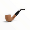 Pipa Floppypipe Primitive curva in radica naturale liscia con bocchino in metacrilato nero e foratura da 9 mm