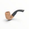 Pipa Floppypipe Primitive curva in radica naturale grezza con bocchino in metacrilato nero e foratura da 9 mm