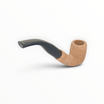 Pipa Floppypipe Primitive curva sabbiata in radica naturale con bocchino in metacrilato nero e foratura da 9 mm