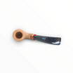 Pipa Floppypipe Primitive curva in radica naturale sabbiata con bocchino in metacrilato nero e intarsio in legno