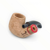 Pipa Floppypipe Primitive curva in radica naturale sabbiata con intarsio in legno rosso e bocchino in metacrilato nero