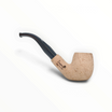 Pipa Floppypipe Primitive curva sabbiata in radica naturale con bocchino in metacrilato nero e filtro da 9 mm