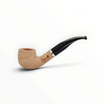 Pipa Floppypipe Primitive curva in radica naturale liscia con bocchino in metacrilato nero e foratura da 9 mm