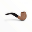 Pipa Floppypipe Primitive curva in radica naturale liscia con bocchino in metacrilato nero e filtro da 9 mm
