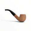 Pipa Floppypipe Primitive curva in radica naturale grezza con bocchino in metacrilato nero su base rotante bianca