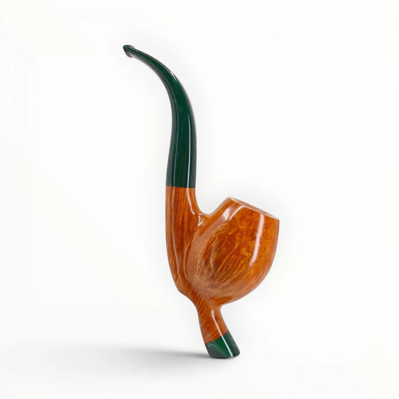 Floppypipe Pipa Pascucci liscia Egg Stand-up in radica con tappo anti acquerugiola verde e finitura lucida.