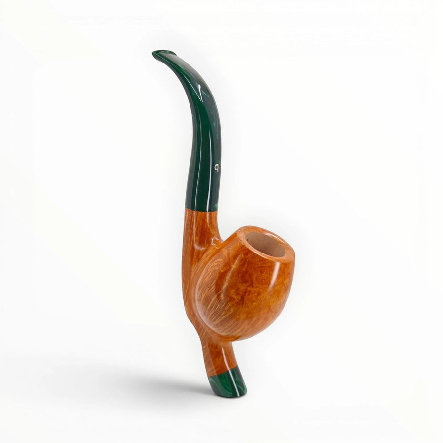 Floppypipe Pipa Pascucci liscia Egg Stand-up in radica con tappo anti acquerugiola verde e finitura lucida.