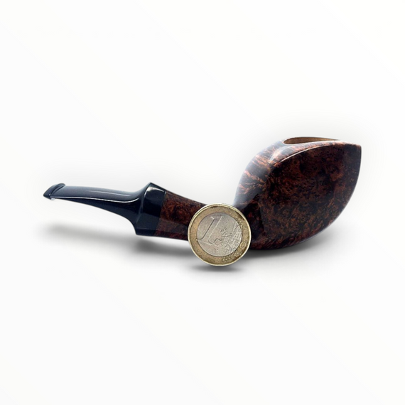 Pipa artigianale Floppypipe G. Penzo in radica di legno scuro con venature naturali e bocchino nero