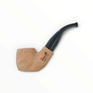 Pipa Floppypipe Primitive grezza in radica naturale con finitura liscia e bocchino nero curvo, made in Italy
