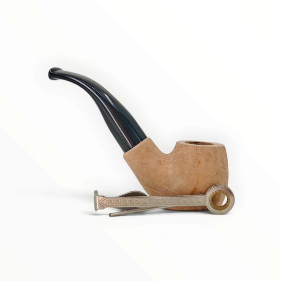 Pipa Floppypipe Primitive grezza in radica naturale liscia con bocchino nero, design artigianale Made in Italy