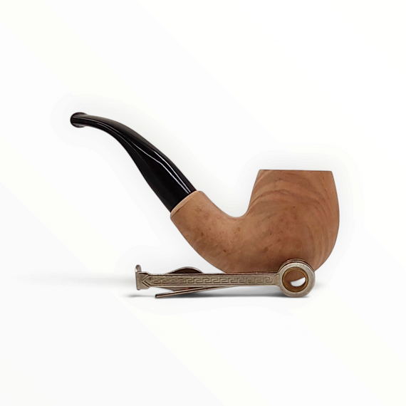 Pipa Floppypipe Primitive Bent Apple Grande in radica naturale liscia con bocchino in metacrilato nero