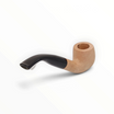 Pipa Floppypipe Primitive curva in radica naturale liscia con bocchino in metacrilato nero e foratura da 9 mm